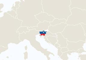 europa con mappa della slovenia evidenziata. vettore