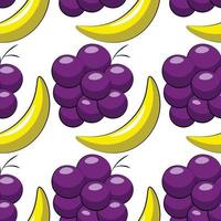 modello vettoriale senza soluzione di continuità con banana e uva del fumetto