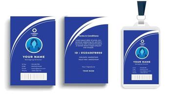 modello di carta d'identità del dipendente blu e bianco a gradiente minimo, carta d'identità professionale vettore