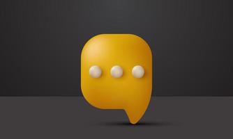 icona di bolle di chat 3d gialle minime uniche isolata sul vettore