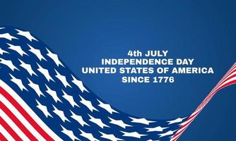 bandiera unica del 4 luglio bandiera america felice festa dell'indipendenza isolata sul vettore