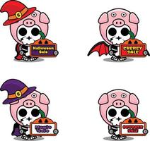 sconto vendita halloween party design, illustrazione vettoriale del costume animale del cranio