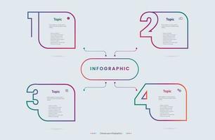 passaggi della progettazione di livelli di infografica per la presentazione e la progettazione di banner di opzioni vettore