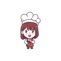 carino chef ragazza cartone animato design vettore