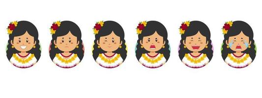 avatar messicano con varie espressioni vettore