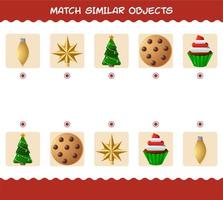 partita simile al natale dei cartoni animati. gioco di abbinamento. gioco educativo per bambini e bambini in età prescolare vettore