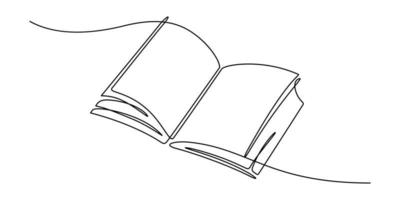 disegno a linea continua dell'illustrazione vettoriale di apertura del libro