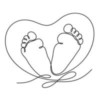 piccoli piedi del bambino con illustrazione vettoriale a forma di cuore