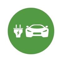 icona eco electrocar segno della stazione di ricarica della batteria del veicolo a emissioni zero vettore