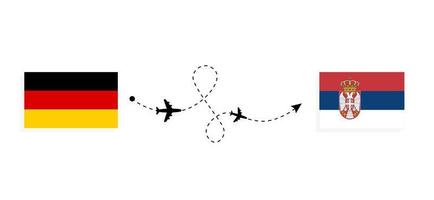 volo e viaggio dalla germania alla serbia con il concetto di viaggio in aereo passeggeri vettore