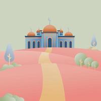 illustrazione della vista della moschea con colori tenui vettore