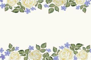 acquerello bella rosa bianca e blu plumbago auriculata pianta bouquet di fiori sfondo vettore
