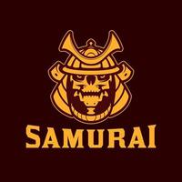 logo teschio samurai macsot giappone vettore