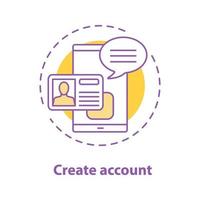 icona del concetto di creazione dell'account. illustrazione della linea sottile dell'idea di registrazione del nuovo utente. aggiunta del profilo. disegno di contorno isolato vettoriale