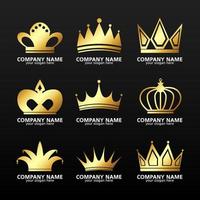 set di logo corona color oro vettore