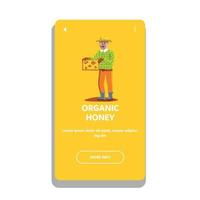 produzione di miele biologico che tiene l'illustrazione di vettore dell'apicoltore