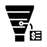 illustrazione vettoriale dell'icona del glifo del sistema di filtraggio della business intelligence dell'imbuto