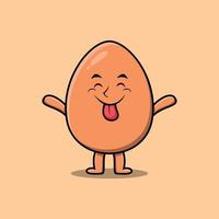 simpatico cartone animato marrone simpatico personaggio uovo con appariscente vettore