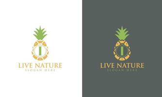 icona di ananas minimalista lettera i logo design vector