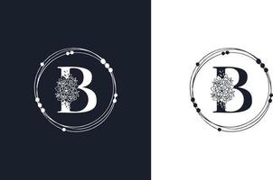 modello di progettazione del logo floreale minimalista della lettera b vettore