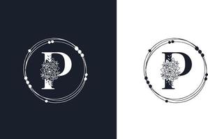 modello di design del logo floreale minimalista lettera p vettore