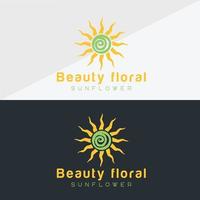 logo girasole e modello di disegno vettoriale icona sole.