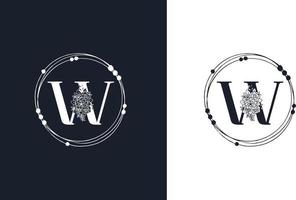 lettera w modello di design del logo floreale minimalista vettore