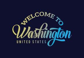 benvenuto all'illustrazione creativa di progettazione del carattere del testo di parola di Washington. segno di benvenuto vettore