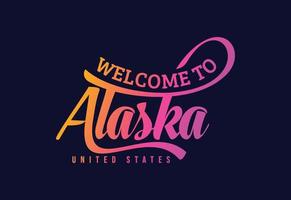 benvenuto nell'illustrazione creativa di progettazione del carattere del testo di parola dell'alaska. segno di benvenuto vettore