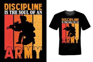design della maglietta dell'esercito, vintage, tipografia vettore