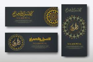 al-isra wal mi'raj profeta muhammad calligrafia set modello di banner vettore