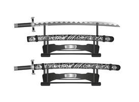 spada da samurai katana in stile realistico. spada giapponese. vettore