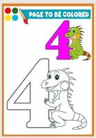 libro da colorare per bambini carino iguana vettore