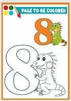 libro da colorare per bambini carino iguana vettore