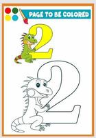 libro da colorare per bambini carino iguana vettore