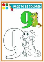 libro da colorare per bambini carino iguana vettore