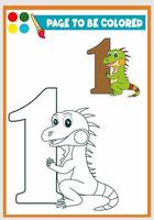 libro da colorare per bambini carino iguana vettore