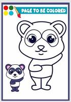 libro da colorare per bambini con panda carino, modello da colorare, colorazione per bambini vettore