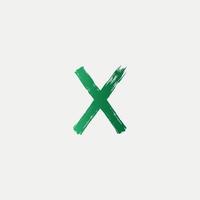 logo lettera verde x spazzolato. disegno di lettere di pennello con disegno di pennellata. vettore libero