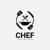 disegno vettoriale di un logo chef nero, adatto a chi ama cucinare