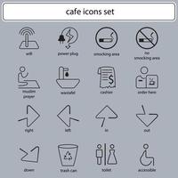 insieme dell'elemento della segnaletica di progettazione dell'icona dell'illustrazione del caffè per le informazioni di tecnologia. vettore