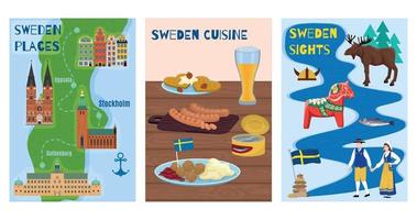 set di carte turistiche svezia vettore