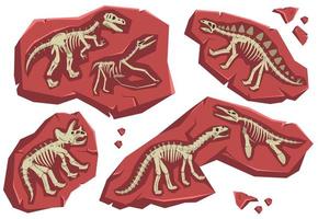 set di scheletri di dinosauro vettore