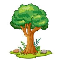 cartone animato albero verde isolato su sfondo bianco, illustrazione vettoriale del cartone animato albero verde