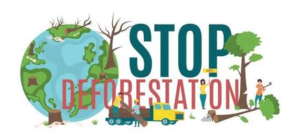 illustrazione del concetto di deforestazione vettore