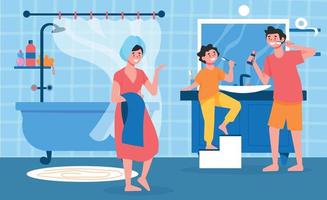 composizione delle routine del bagno di famiglia vettore