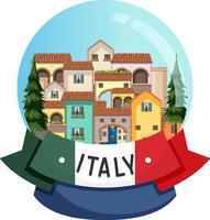 etichetta banner italia con edifici domestici vettore