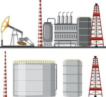 disegno del fumetto della fabbrica dell'industria petrolifera vettore