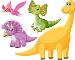 personaggi dei cartoni animati di dinosauri carino isolati vettore