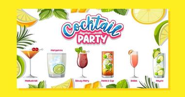 banner del menu del cocktail party vettore